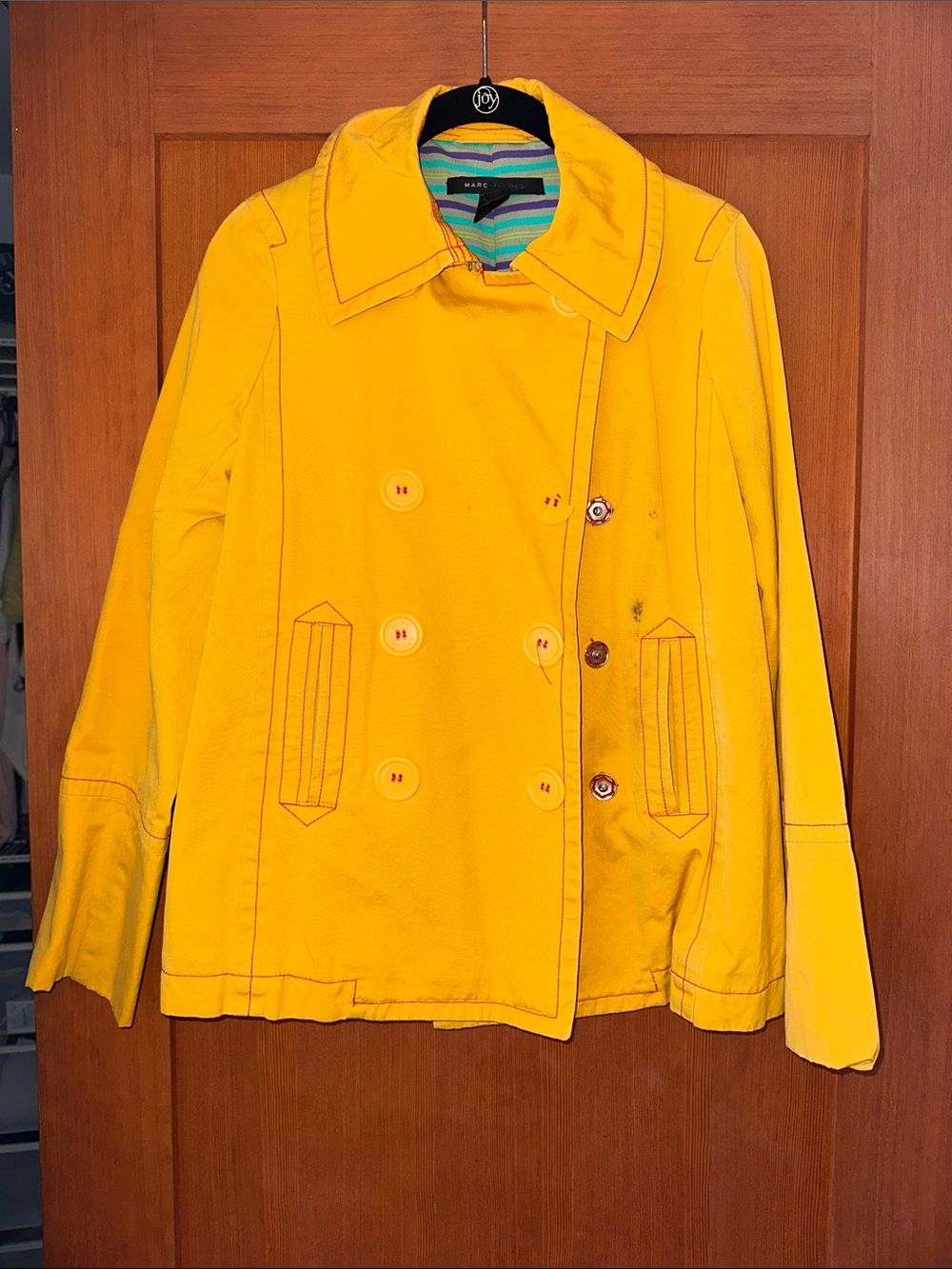 Vintage early 2000s Marc By Marc Jacobs Yellow Double-Breasted Pea Coat